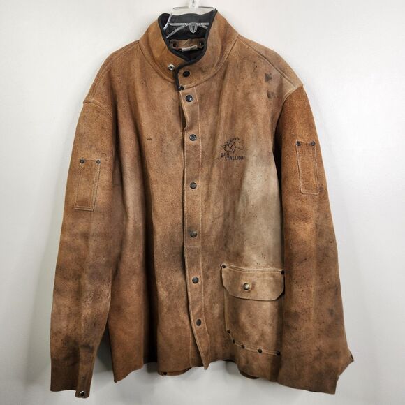 Black Stallion Vintage 30WC Split Cowhide Snap Button Leather Welding Jacket XL - Picture 2 of 12